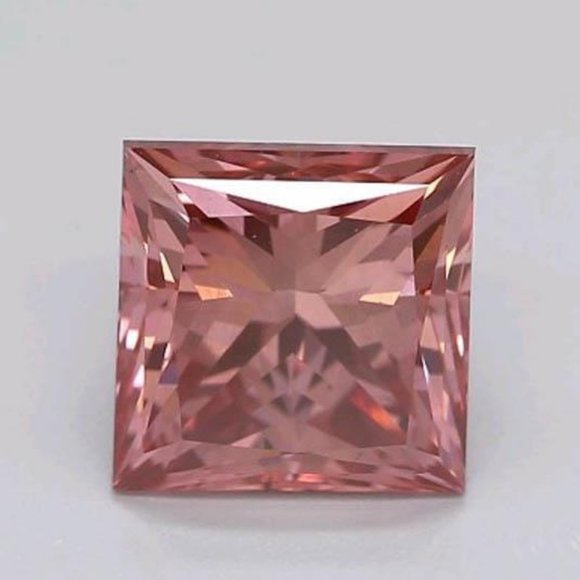 1.13 Ct Intense Pink CVD Princess Cut Loose Diamond - Picture 1 of 2